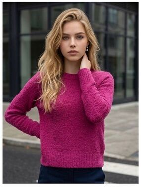 Sanctuary Magenta Fuzzy Sherpa Sweater XS